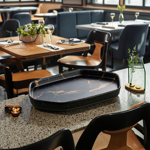 Customized Cheap Unbreakable Melamine Black <strong>Marble</strong> Serving <strong>Tray</strong> - Product Image 4