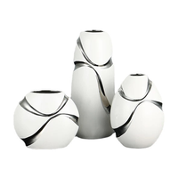 Vase en céramique plaqué argent blanc de mode nordique moderne décoration de la maison vases à fleurs hydroponiques pour mariage et décoration intérieure