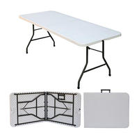 Mesa Plegable de Plástico Rectangular Blanca de HDPE para Eventos al Aire Libre, Bodas, Picnic y Comedor, 6 pies (180 cm), en Oferta