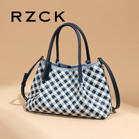 RZCK tas Tote kotak-kotak wanita, tas selempang tekstur Niche anyaman wanita elegan dan sederhana, tas temperamen serbaguna, kantung utama Pour Femme musim gugur