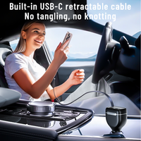 Pengisi Daya Mobil USB Type-C PD 96W yang Dapat Ditarik dengan Kabel Tahan Api 85CM untuk Ponsel, Laptop & Kamera