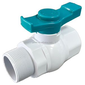 บอลวาล์วพีวีซีแบบเกลียวสำหรับผู้ชายและผู้หญิงบอลวาล์ว PVC แบบมีที่จับสีขาวแดงน้ำเงินดำ - Product Image 4