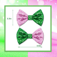 Barrettes à cheveux en métal rose et vert avec nœud, paillettes scintillantes, style européen et américain, accessoires pour cheveux pour femmes et filles, pour les fêtes