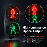 Feu de signalisation routière pour piétons en plastique PC haute résistance, 300 mm, LED rouge-vert, alimenté en courant alternatif