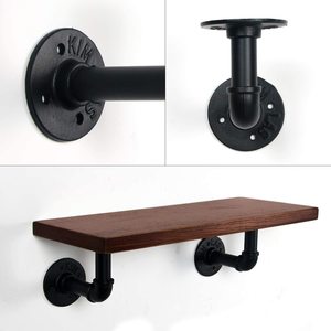 Soporte de Acero para Estante (1 Unidad) Soporte <span class=keywords><strong>Industrial</strong></span> Moderno de <span class=keywords><strong>Hierro</strong></span> sin Estante Flotante de <span class=keywords><strong>Madera</strong></span>, Resistente para Almacenamiento de Alimentos en Cocina - Product Image 1