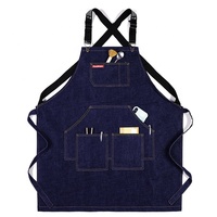 Tablier en Denim lavable et Durable avec des rayures de ruban réglables, tablier pour serveur, barbier, 1 pièce