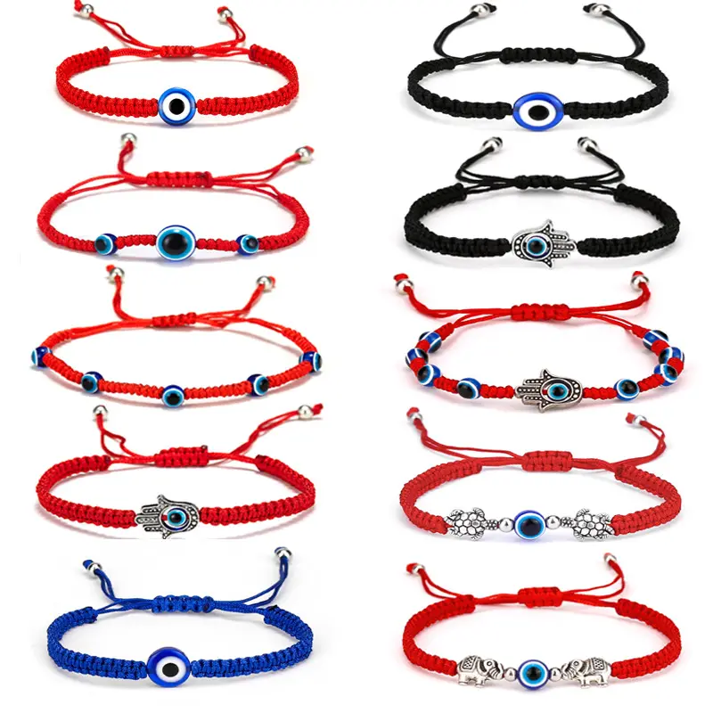 Pulseira de olho evilhoso para mulheres e homens, bracelete ajustável com correia vermelha