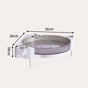 2025 nuevo montaje en pared de baño giratorio 360 Lazy Susan organizador ducha esquina Caddy estante cocina estante de almacenamiento con ganchos - Product Image 5
