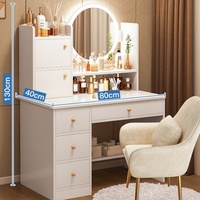 Produit chaud Moderne Simple Grande Coiffeuse De Stockage Avec Lumière Et 3 Tiroirs Pour Les Filles