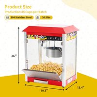 Machine à Popcorn Commerciale Professionnelle 12 oz, Capacité 50 Tasses/Production, en Acier Inoxydable, pour Carnavals et Événements