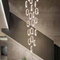 Lustre Moderne Duplex Hall d'Hôtel Lustre de Luxe Lustres d'Escalier Ovale Lampe Suspendue d'Escalier Éclairage Intérieur Salon