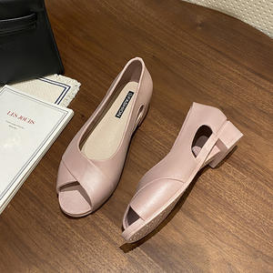 Nuevo estilo, vestido, zapatos de oficina para boda, sandalias con punta de boca de pescado, tacón bajo, tacón grueso, sandalias de cuña al aire libre para mujer, transpirables - Product Image 4