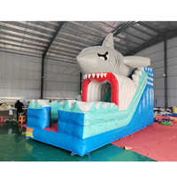 Château gonflable commercial en PVC pour intérieur et extérieur, modèle requin populaire 2025, avec toboggan gonflable requin pour enfants