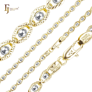 Chaîne fantaisie à maillons fantaisie avec perles en forme d'œil, plaquée or rose, base en laiton, 3,2 mm+ FJ Fallon Fashion Jewelry - Product Image 4