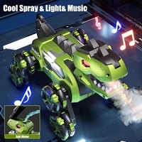 Coche de Control Remoto 4DRC Y12 Dinosaur Spray con 8 Ruedas, Acrobacias, Derrapes, Rotación con un Solo Botón, Sensor de Movimiento, Luces y Música