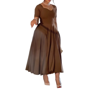 Elegante Vestido Maxi de Mujer con Pliegues, Doble Costura, Cintura Alta y Dobladillo Grande, a la Moda - Product Image 2