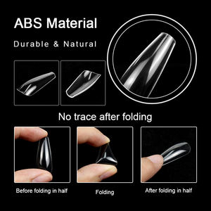 500 <span class=keywords><strong>Uñas</strong></span> Postizas Francesas Tipo Ataúd, <span class=keywords><strong>Uñas</strong></span> Artificiales Transparentes de Cobertura Completa - Product Image 3