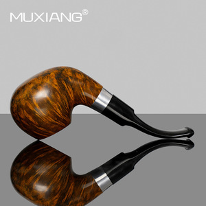 Muxiang Handmade Briar Wood Apple Pipe Bent Type Tobacco Pipe For Men - Product Image 3