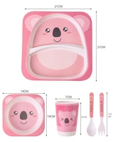 Ensemble de vaisselle carrée en mélamine et fibre de bambou écologique pour enfants, motif dessin animé, vente en gros