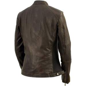 2025 Women's <b>Vintage</b> SFL2813 Moto Style Leather <b>Jacket</b> Black Fashion Auto & <b>Motorcycle</b> Racing Wear - Product Image 4