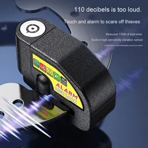 Alarme <span class=keywords><strong>antivol</strong></span> portable 110 dB pour vélo, <span class=keywords><strong>câble</strong></span> confortable en acier et alliage de zinc avec clés pour vélo, moto, frein à disque - Product Image 5