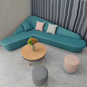 Canapé d'angle en velours et cuir de veau personnalisable pour le bureau, idéal pour les réunions d'affaires, les négociations, les salles d'attente et les espaces de réception - Product Image 2