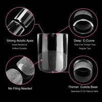 510 pièces/boîte, pointes d'ongles en gel semi-mat de qualité supérieure, transparentes/naturelles, étiquette privée personnalisée, XS, pointes d'ongles super courtes en forme de canard, 15 tailles