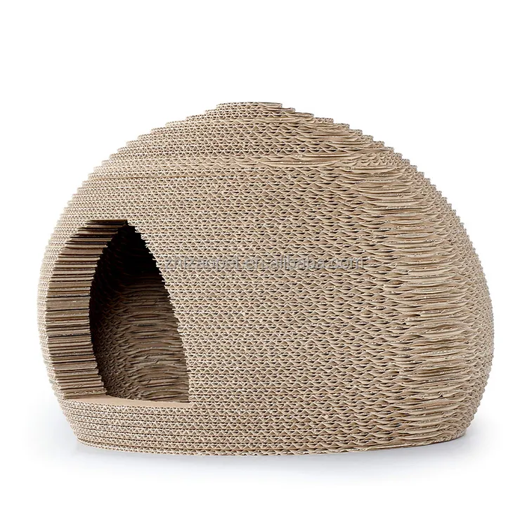 2024 carton ondulé grattoir papier circulaire chat maison pliable grattoir chat avec trou intérieur