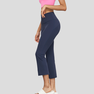 Pantalon évasé de yoga taille haute nu pantalon de yoga à jambe large confortable à séchage rapide tissu élastique doux à haute élasticité - Product Image 5