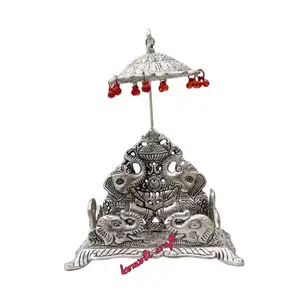 White metal pooja items elephant design singhasan for hindu god statue wholesale hindu religious gifts