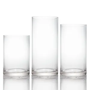 China Profession Manufacturer Simple Cylinder Tall Clear Flower Glass Vase