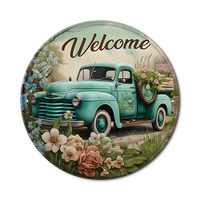 Vente en gros de plaques métalliques rondes personnalisées de 30cm Planches Voiture Bière Poulet Chien Animal Plaque en fer blanc Bar Maison Publicité Décoration murale