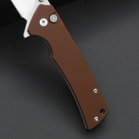 Couteau pliant personnalisable Meiji en acier D2 pour le camping en plein air, avec verrouillage à bouton, manche G10, couteau utilitaire DIY de poche avec support OEM