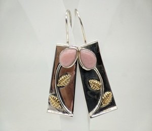 Pendientes de Ópalo Rosa Natural, Hechos a Mano, Plata de Ley 925, Elegantes Pendientes Colgantes para Mujer, Venta al Por Mayor - Product Image 1