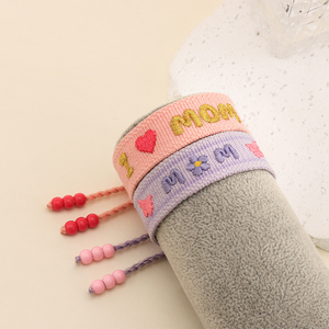 Pulsera Tejida Personalizada con Logotipo Bordado para Mujer, Pulsera Trenzada Hecha a Mano Ajustable, Regalo para el Día <span class=keywords><strong>de</strong></span> la Madre - Product Image 1