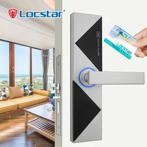 LocstarスマートRfidホテルシステムハンドル電子磁気安全ロックゲートコンビネーションデジタルキーカードドアロック