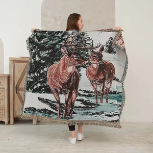 Tapiz <span class=keywords><strong>de</strong></span> <span class=keywords><strong>tela</strong></span> Art Deco Jacquard <span class=keywords><strong>de</strong></span> Anime tejido <span class=keywords><strong>de</strong></span> alce <span class=keywords><strong>de</strong></span> Navidad 2023 para decoraciones navideñas para el hogar - Product Image 2