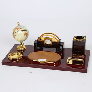 Calendario de Escritorio de Estilo Vintage de Lujo, Portalápices, Globo Terráqueo, Adorno de Escritorio de Madera de Palisandro Macizo de Alta Gama, Origen China, Regalo para Oficina - Product Image 1