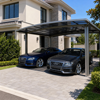 Auvent de voiture moderne personnalisé en polycarbonate avec structure en aluminium durable pour le stationnement et le garage en toutes saisons (revêtement anti-UV)