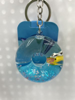 Porte-clés personnalisé en acrylique transparent avec figurine flottante et paillettes, pendentif mignon pour cadeaux et organisation des clés en forme de donut