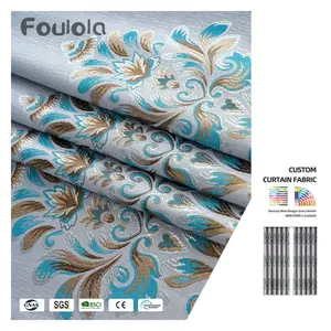 Factory supply high density two sided jacquard artwork fabric curtains for living room