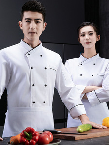 Algodón negro restaurante cocina Chef abrigo trabajo chaquetas uniforme profesional Unisex manga larga Chef ropa uniforme - Product Image 3