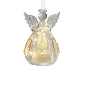 Hot Product Christmas Decoration Hand Blown Clear Glass Angel Shape Glass Decoration