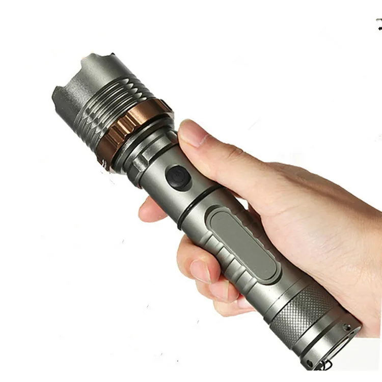 High Power 5 modes Rechargeable Tactical Flashlight Zoomable Torch Flash light With Safety Hammer Self Defense Outdoor Emergency