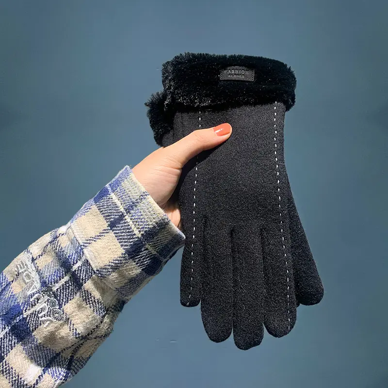 Gants en laine pour femmes, chaud et mignon, avec écran tactile, vente en gros, d'usine, à la mode, d'hiver