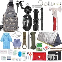 Kit de survie d'urgence sac à dos ensemble d'équipement extérieur avec lampe de poche de premiers soins pelle Multitool Paracord pour le camping