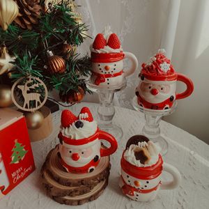 Christmas Santa Snowman Ceramic Jar Scented Candle Wholesale Fragrance <b>Gift</b> <b>Box</b> Xmas Home Decor Aromatherapy Candle - Product Image 1
