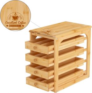 Durable Customized Coffee Pod Holder Bamboo K Cup <b>Drawer</b> Organizer 4 Tier Coffee Organizer <b>Drawer</b> <b>Storage</b> - Product Image 5