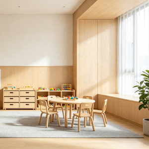 Ensemble de meubles de crèche Montessori en bois massif certifié Kainice pour enfants, table et <span class=keywords><strong>chaise</strong></span>, garderie, maternelle, préscolaire - Product Image 1