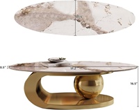 Table basse ovale en marbre de 52 pouces, base en acier inoxydable doré moderne, résistante aux rayures, décoration de salon de luxe, montage facile
